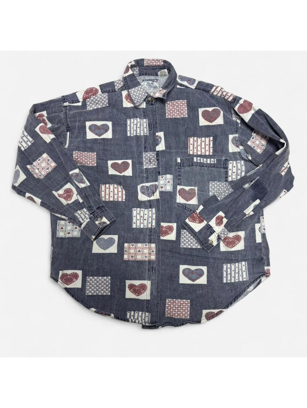 Vintage Heart Print Washout Shirt
